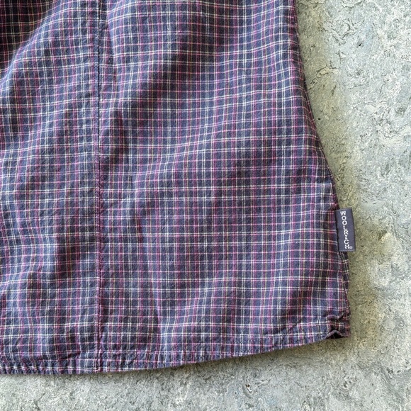 Woolrich purple grey gray pink plaid flannel button front long sleeve shirt - Picture 8 of 16